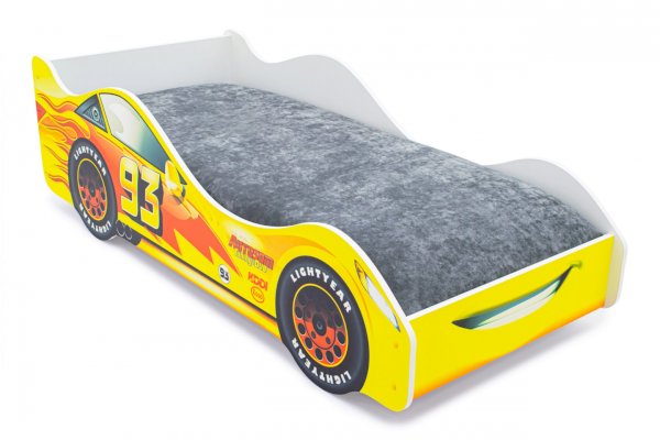 Детская кровать-машина Тачка желтая с подъемным механизмом (Бельмарко)